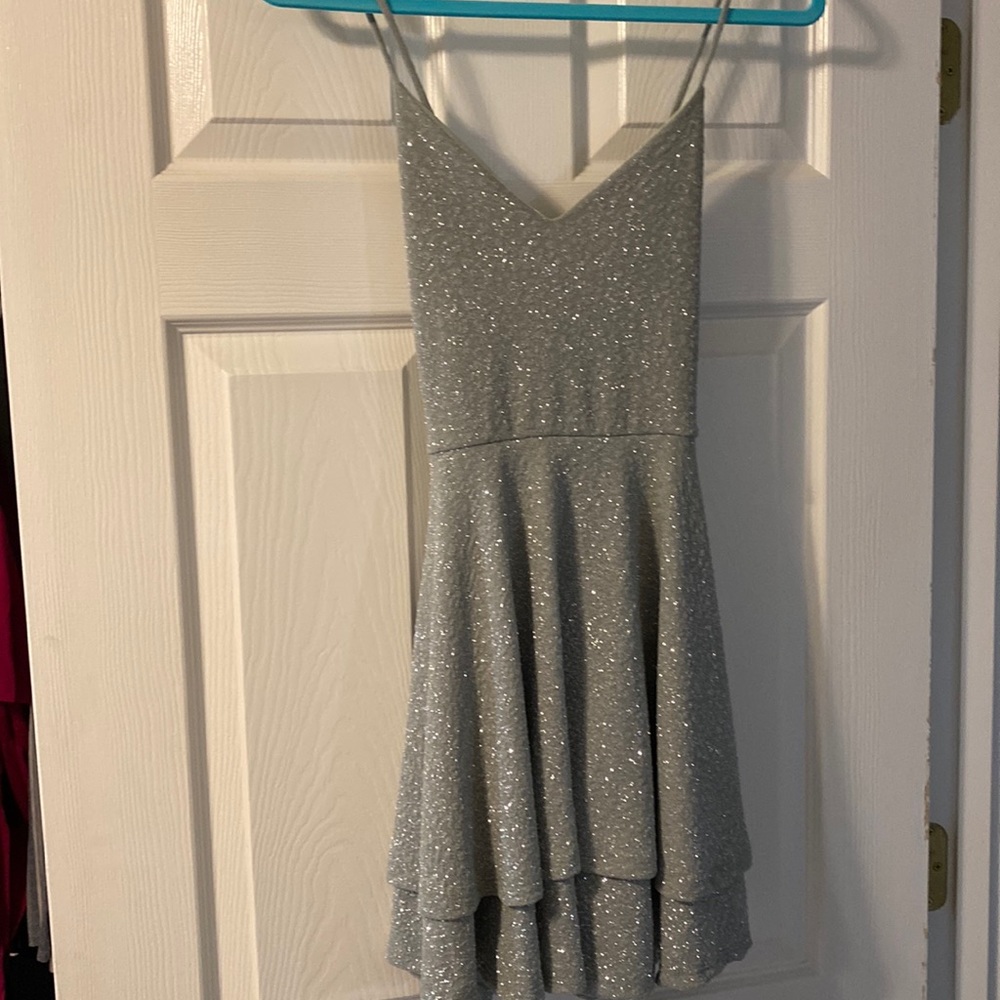 sage green glittery windsor homecoming dress open crossed back